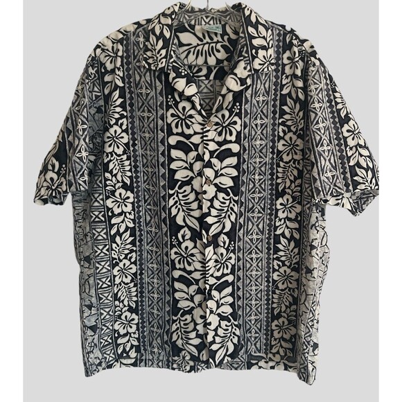 Jade Fashions Men’s Hawaiian Shirt XL Blue White Floral Aloha Made in Hawaii - Picture 2 of 5